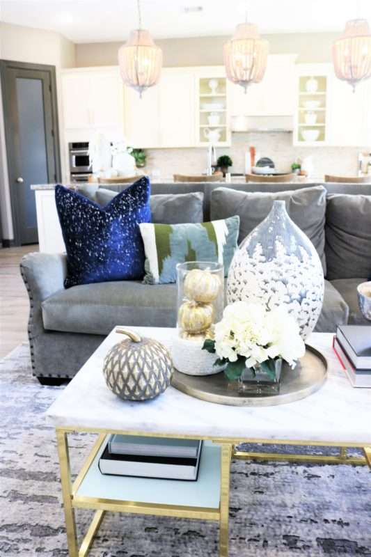 fall pumpkins, pumpkins, show-stopping pieces to add to your fall decor, navy fall decor, fall living room decor, fall table setting