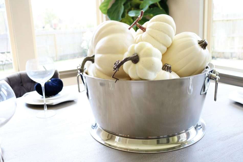 fall pumpkins, pumpkins, show-stopping pieces to add to your fall decor, navy fall decor, fall living room decor, fall table setting