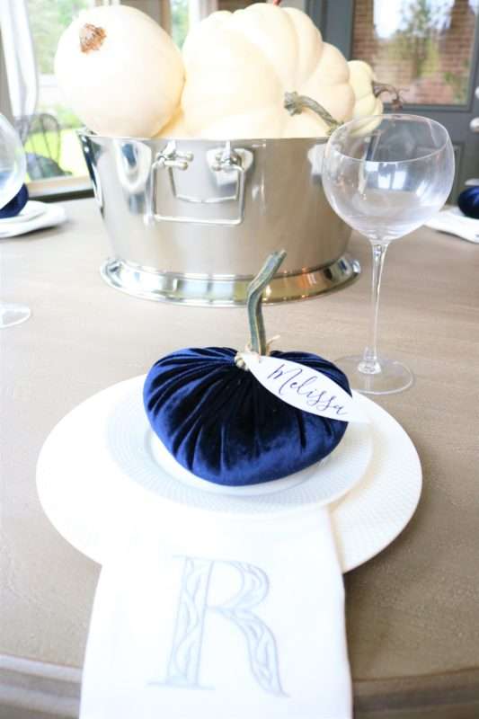 fall pumpkins, pumpkins, show-stopping pieces to add to your fall decor, navy fall decor, fall living room decor, fall table setting