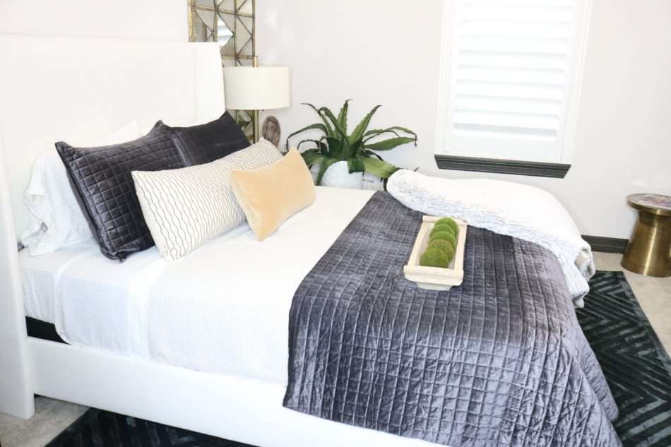 Guest room, guest room suite, masculine guest room, manly guest room, welcome guests, how to style a guestroom, moody guestroom, bold guestroom, small guestroom, guest room bed, guest room goals, guest room design, guest room vanity, guest room decor, guest room natural elements