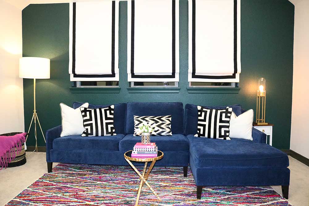 Navy blue couch living room