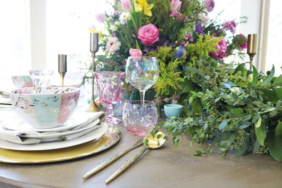 MRI, houston interior designer, home decor influencer, Easter, Easter table setting, Easter flowers, colored glass, spring flowers, cascading flowers, bunny, kids Easter table, fun Easter table setting, Easter decorations, how to decorate for Easter, easy Easter decorations, pink glasses, Easter table setting, Easter tabelscape, elegant dining table, whimsical kids table, playful easter table, vintage table setting, table setting ideas, easter table setting ideas, colorful table setting, achievable easter table setting, table décor, chic easter table setting, budget friendly table setting