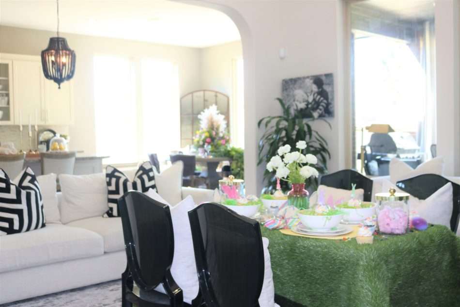 MRI, houston interior designer, home decor influencer, Easter, Easter table setting, Easter flowers, colored glass, spring flowers, cascading flowers, bunny, kids Easter table, fun Easter table setting, Easter decorations, how to decorate for Easter, easy Easter decorations, pink glasses, Easter table setting, Easter tabelscape, elegant dining table, whimsical kids table, playful easter table, vintage table setting, table setting ideas, easter table setting ideas, colorful table setting, achievable easter table setting, table décor, chic easter table setting, budget friendly table setting